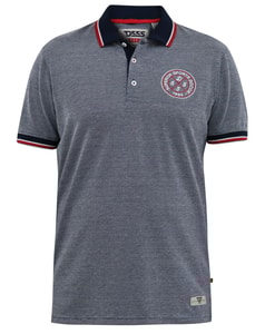 D555 Kemston Bird Eye Pique Polo With Rib Cuff And Collar Tip Navy/White